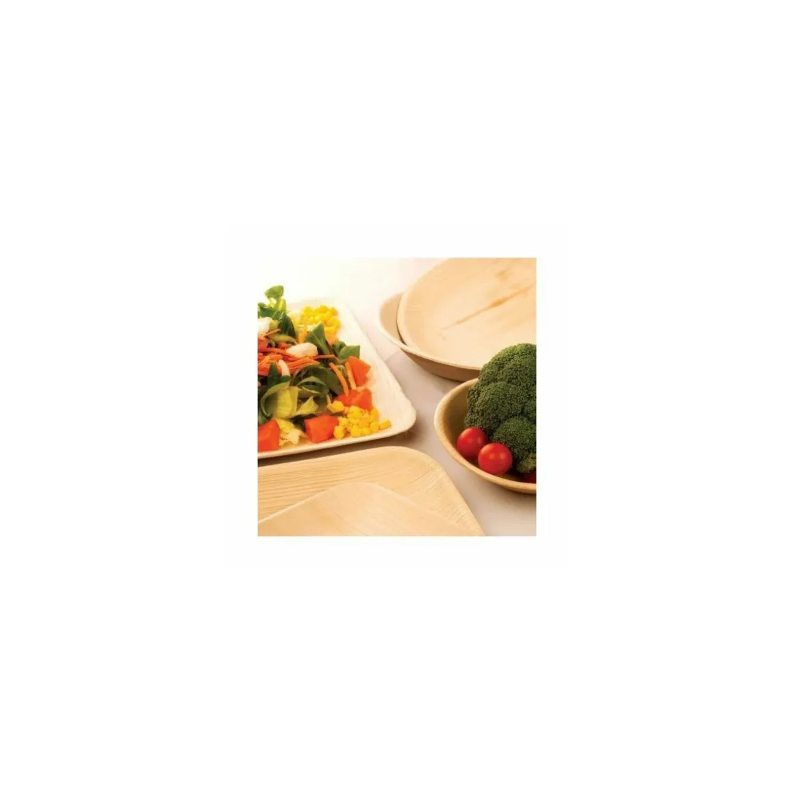 Assiette carrée 24 cm en feuille de palme - par 25