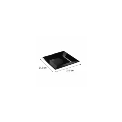 Assiette carrée réutilisable PS noir 215 mm - par 12