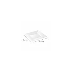 Assiette carrée réutilisable PS blanc 215 mm - par 12