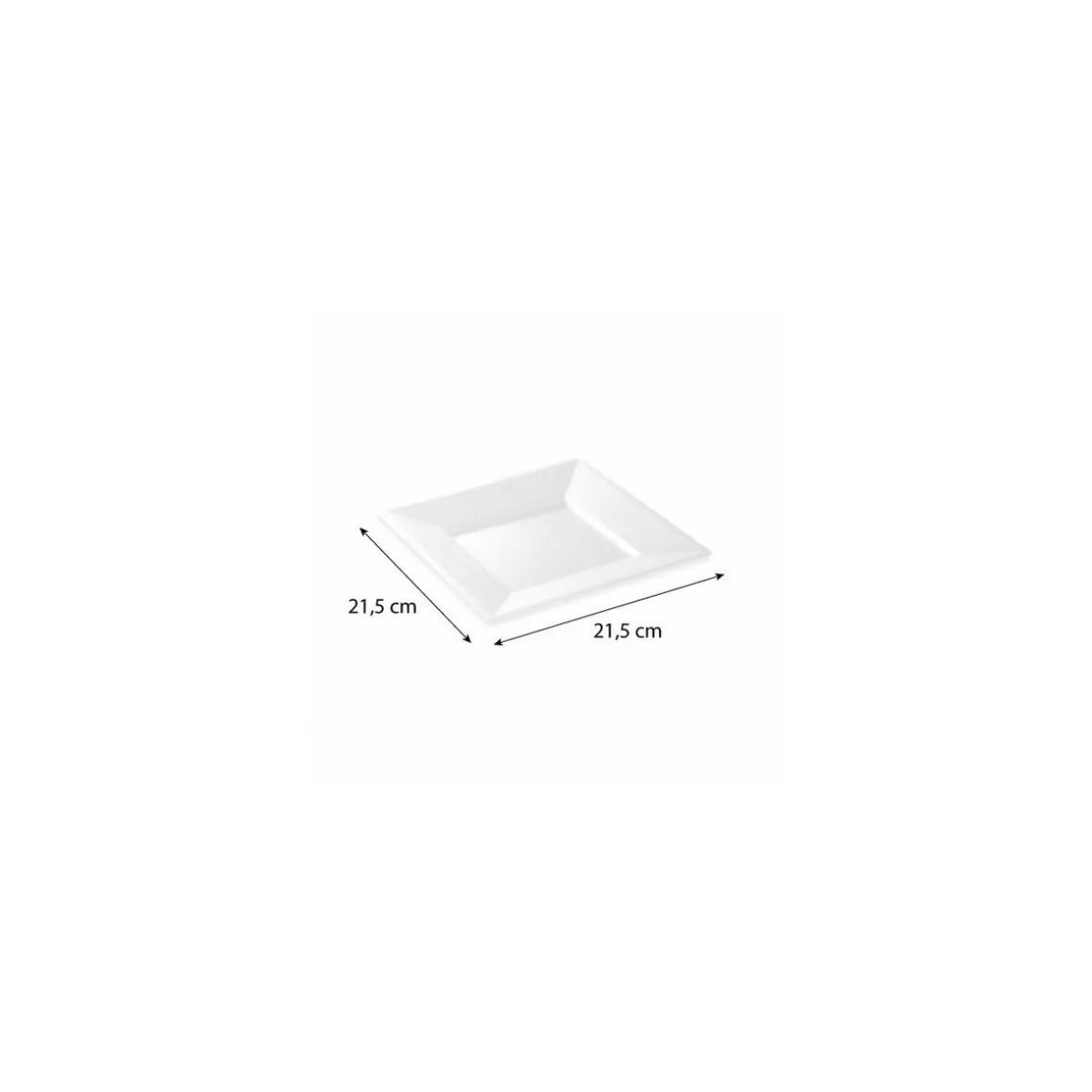 Assiette carrée réutilisable PS blanc 215 mm - par 12