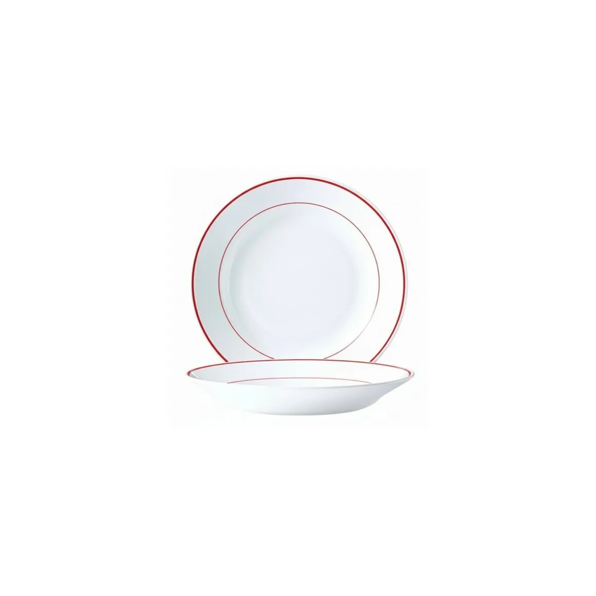 Assiette creuse blanc filet bordeaux ø 22,5 cm - par 12