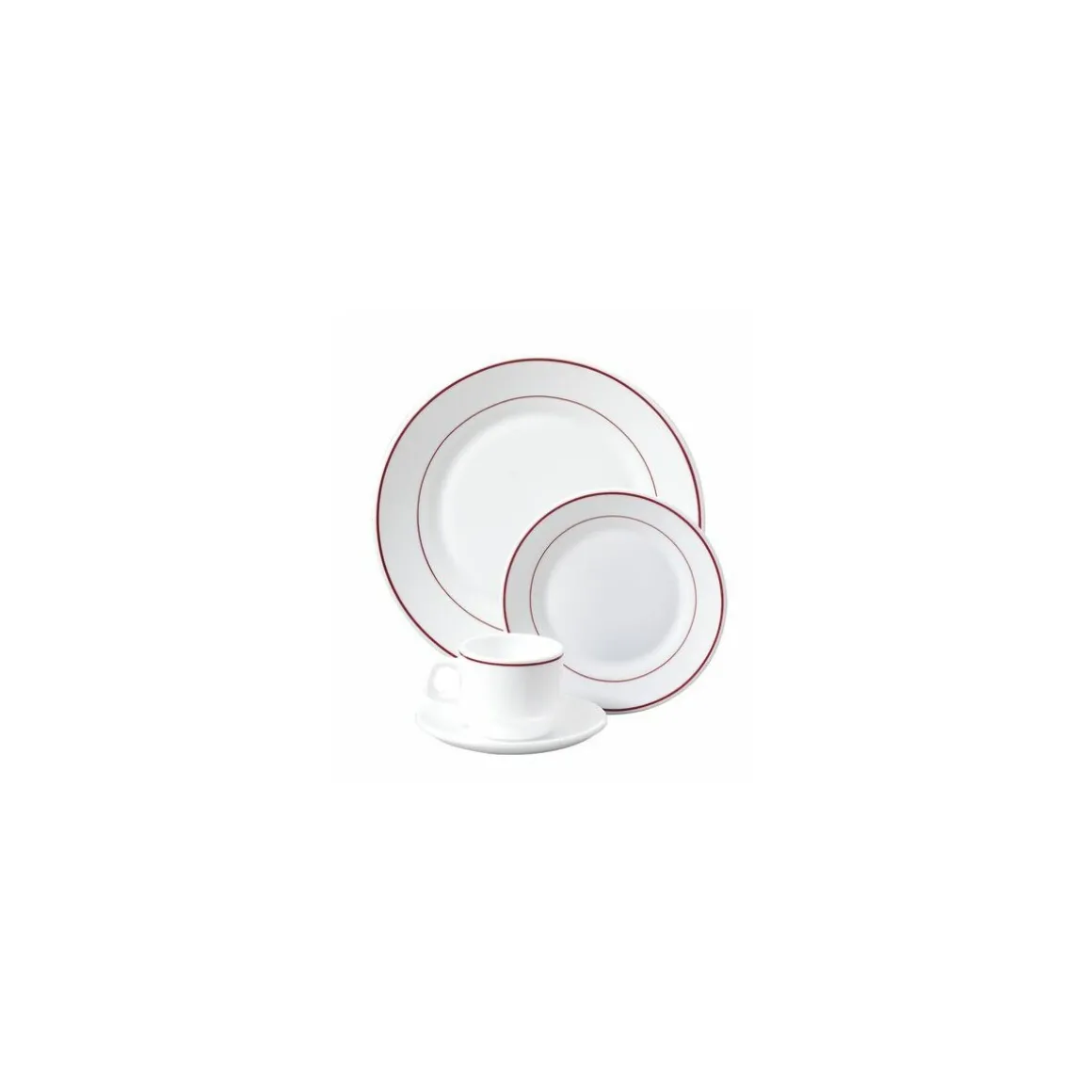 Assiette creuse blanc filet bordeaux ø 22,5 cm - par 12