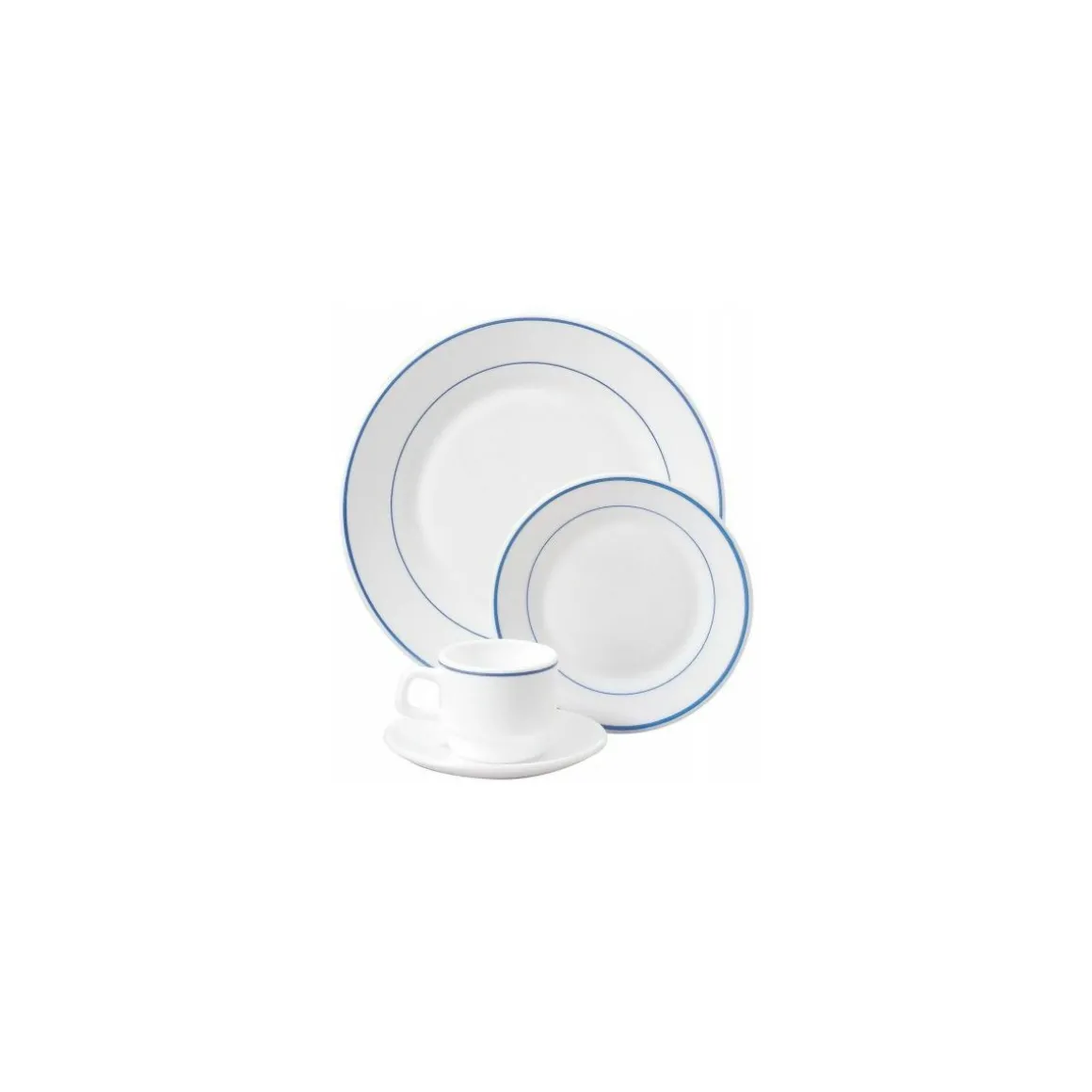 Assiette creuse verre trempé blanc/filet bleu ø 22,5 cm - par 24