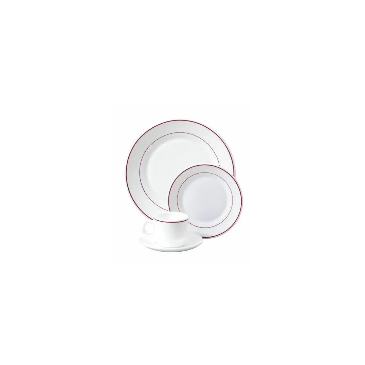 Assiette creuse verre trempé blanc/filet bordeaux ø 22,5 cm - par 24
