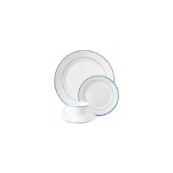 Assiette plate verre trempé blanc/filet bleu ø 19,5 cm - par 24