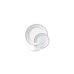 Assiette plate verre trempé blanc/filet bordeaux ø 19,5 cm - par 24