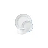 Assiette plate verre trempé blanc/filet bleu ø 15,5 cm - par 24