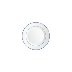 Assiette plate verre trempé blanc/filet bleu ø 15,5 cm - par 24
