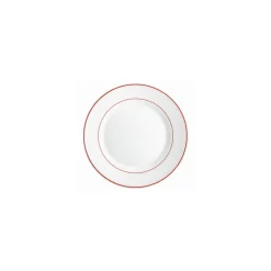 Assiette plate verre trempé blanc/filet bordeaux ø 15,5 cm - par 24
