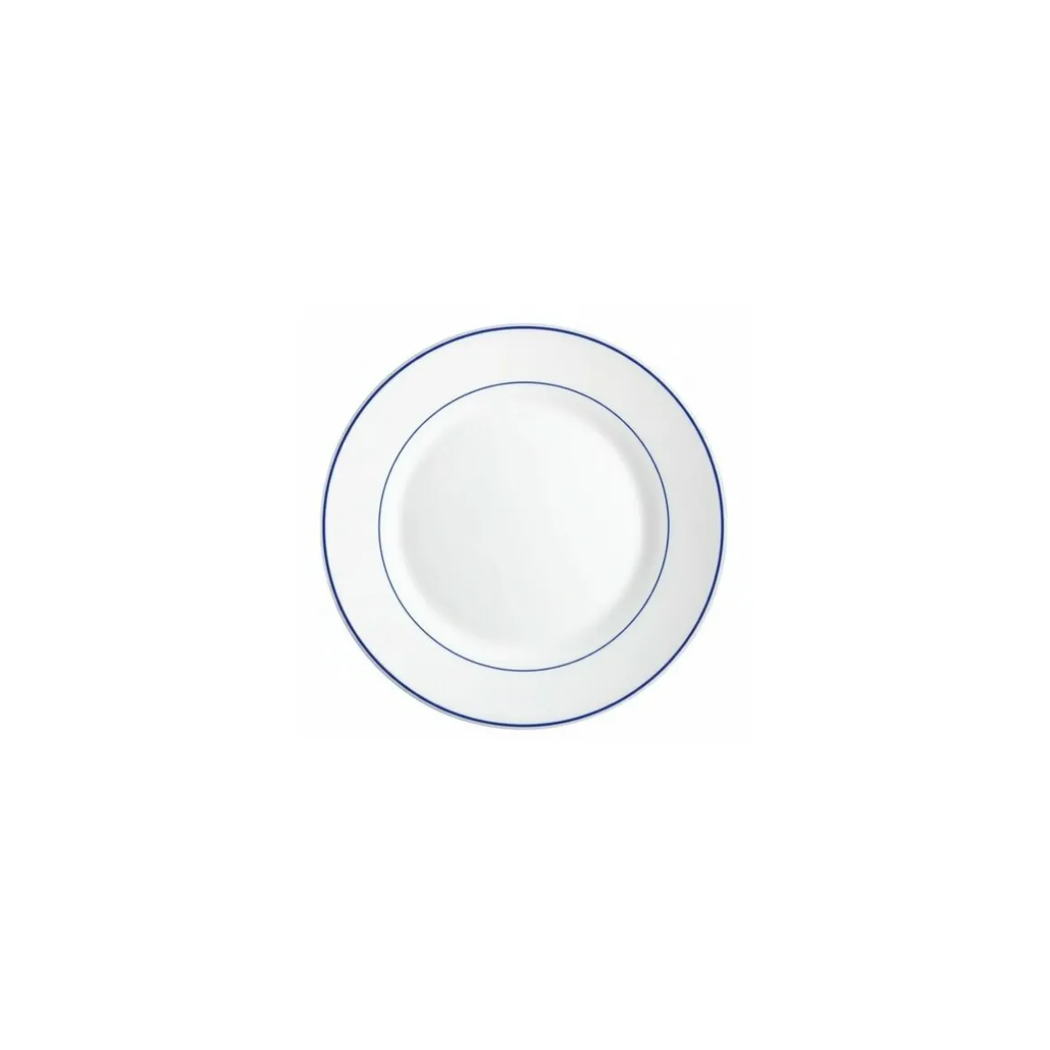 Assiette plate verre trempé blanc/filet bleu ø 23,5 cm - par 24