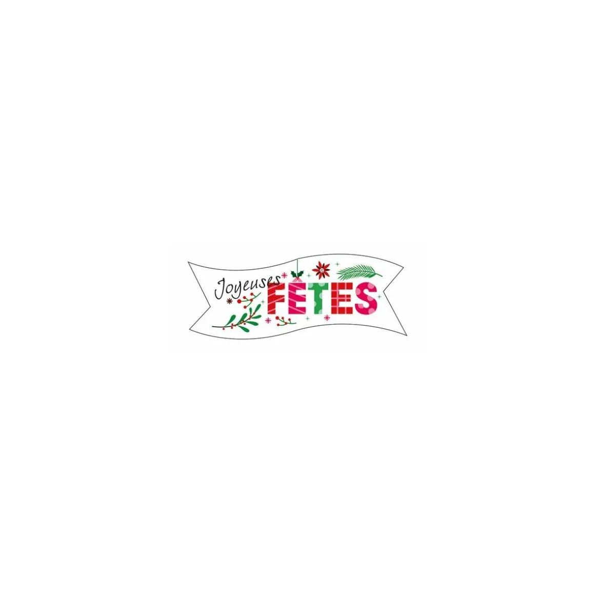 Azyme Joyeuses Fêtes banderole 9,4 x 3 cm - par 24