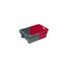Bac gerbable emboitable PEHD gris/rouge 32 l