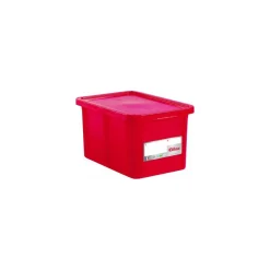 Bac rectangulaire PEHD rouge 55 L avec couvercle