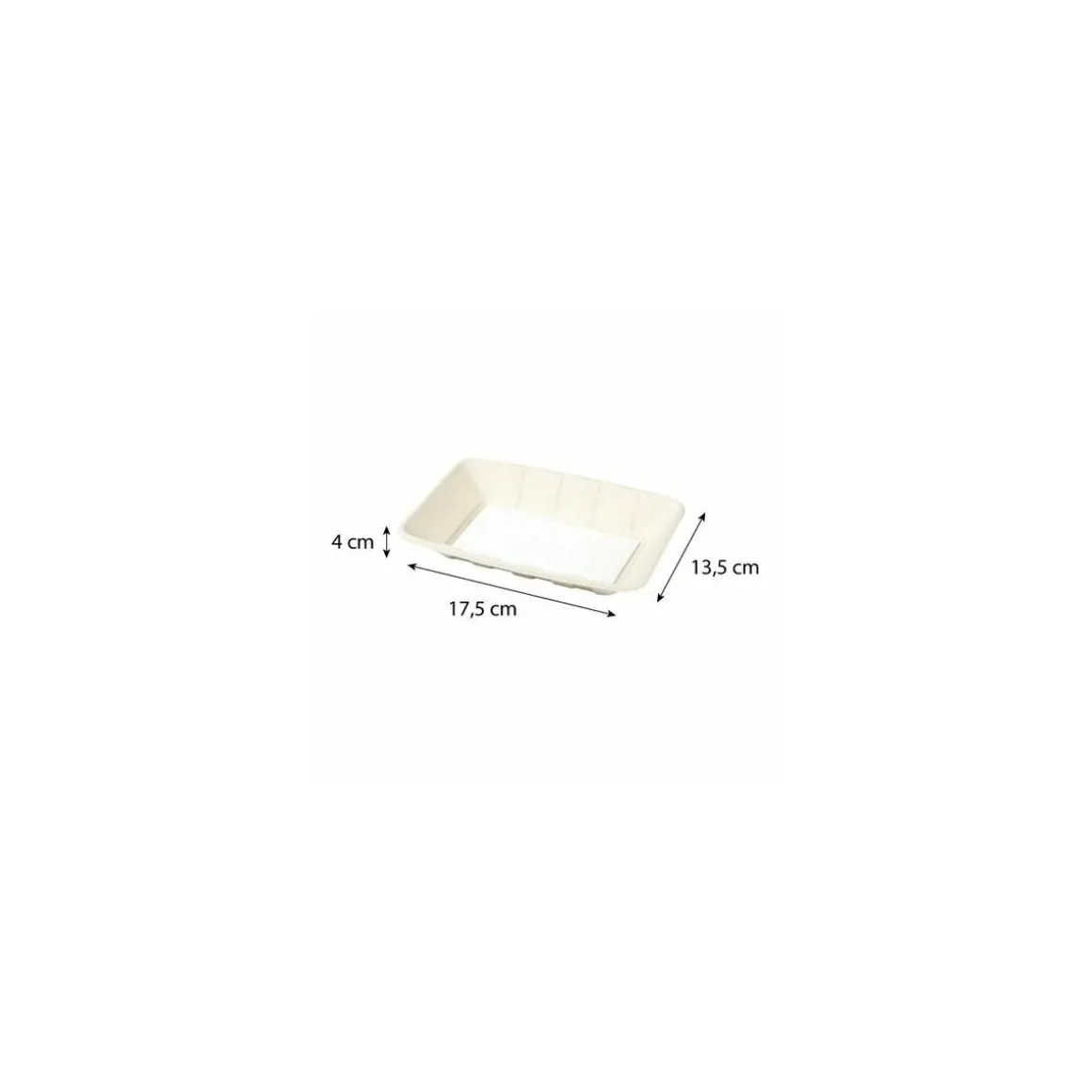 Barquette bagasse avec buvard 17,5 x 13,5 x 4 cm - par 400