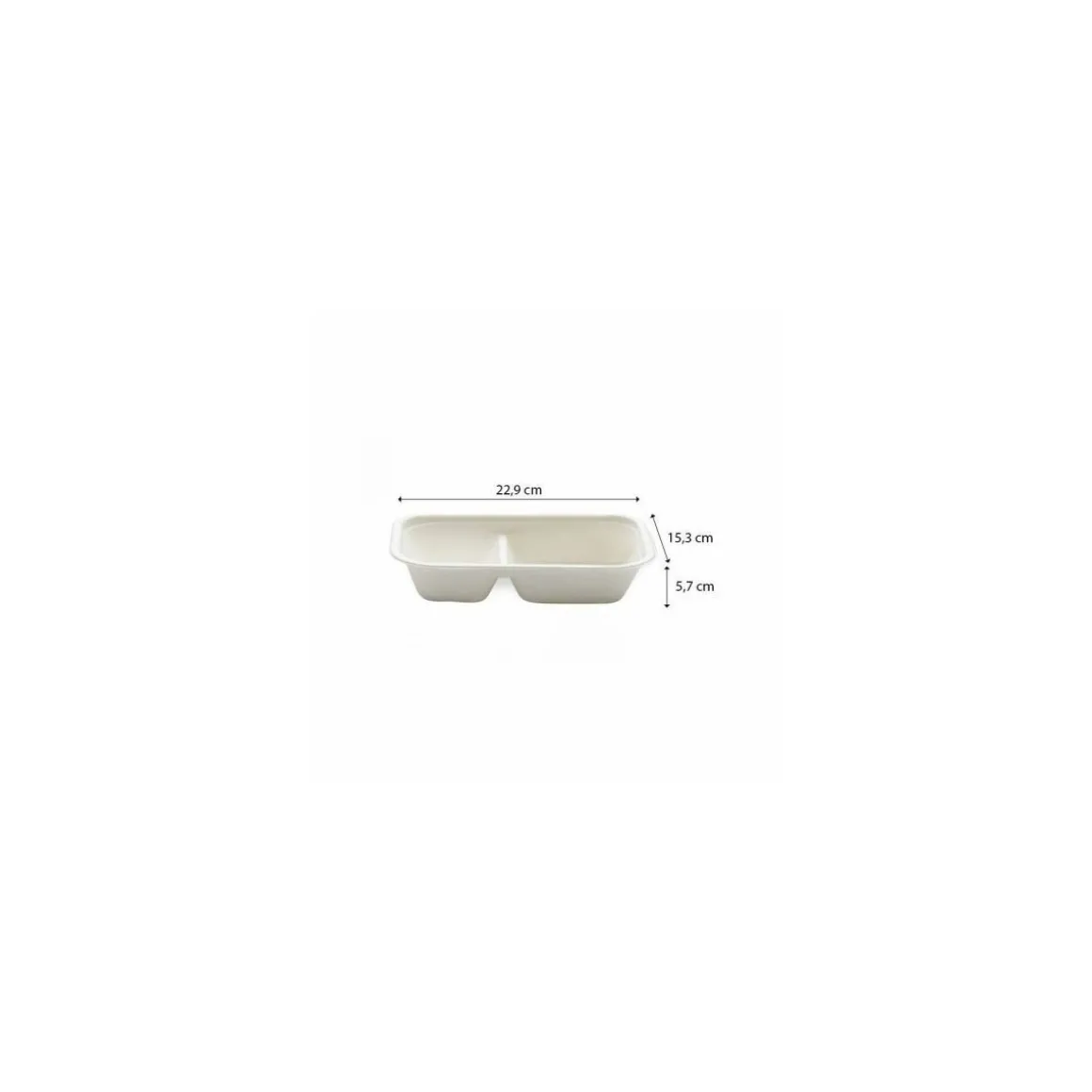 Barquette bagasse 2 compartiments 1000 ml - par 125