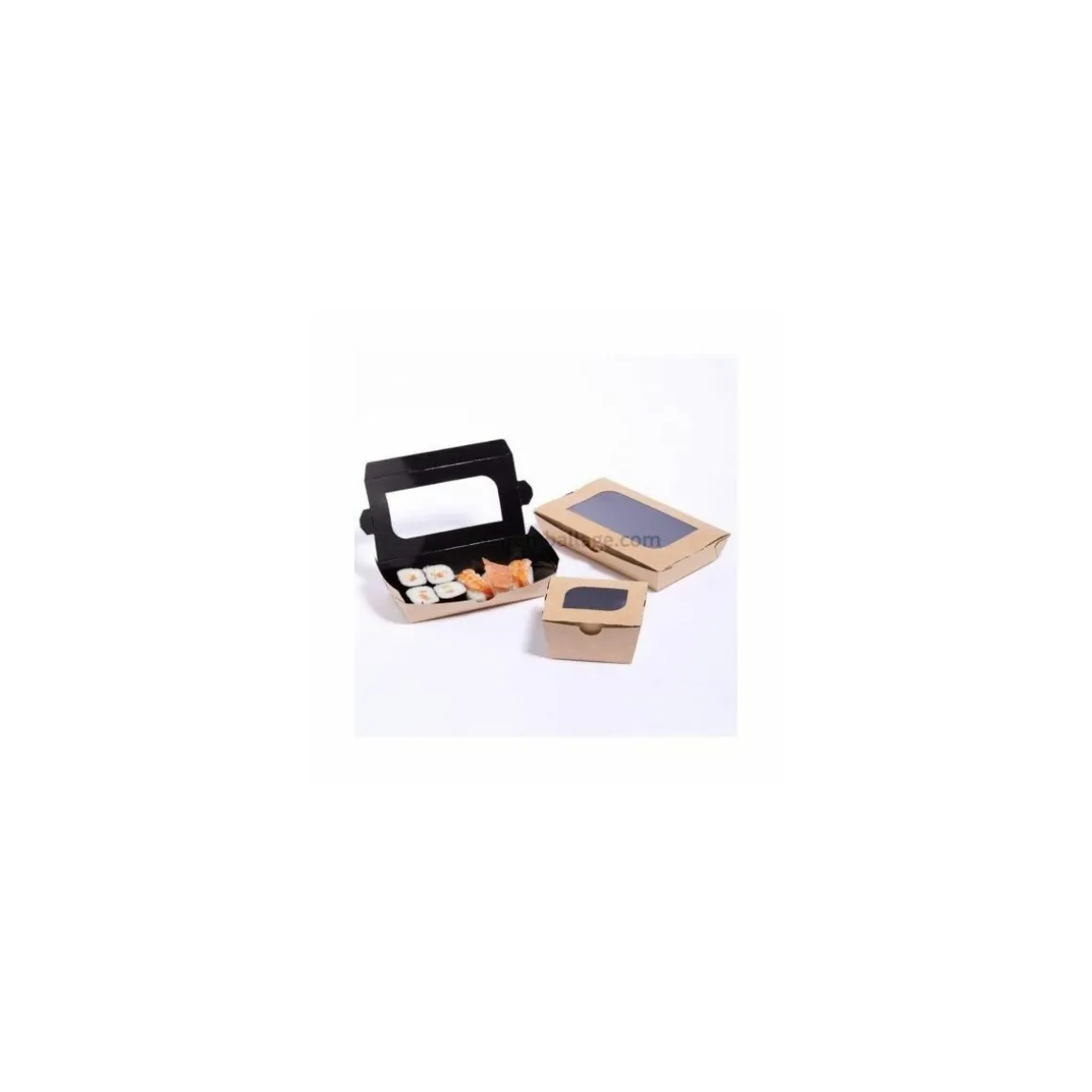 Barquette carton kraft ingraissable avec fenêtre 480 ml - par 400