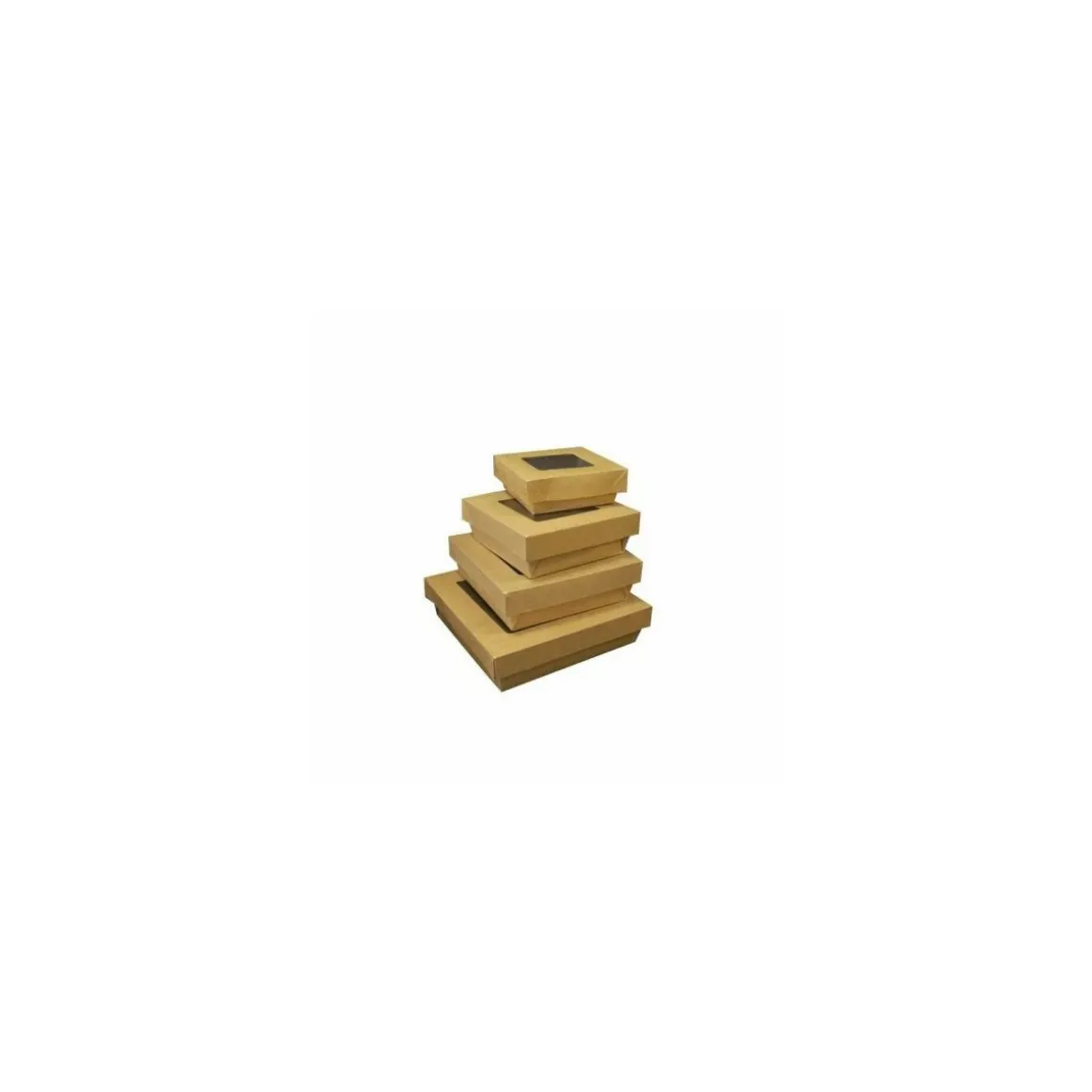 Barquette kraft brun ingraissable avec fenêtre 1000 ml - par 40