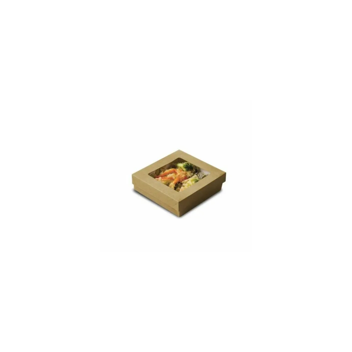 Barquette kraft brun ingraissable avec fenêtre 500 ml - par 50