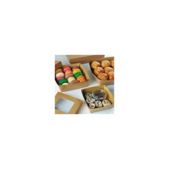 Barquette kraft brun ingraissable avec fenêtre 500 ml - par 50