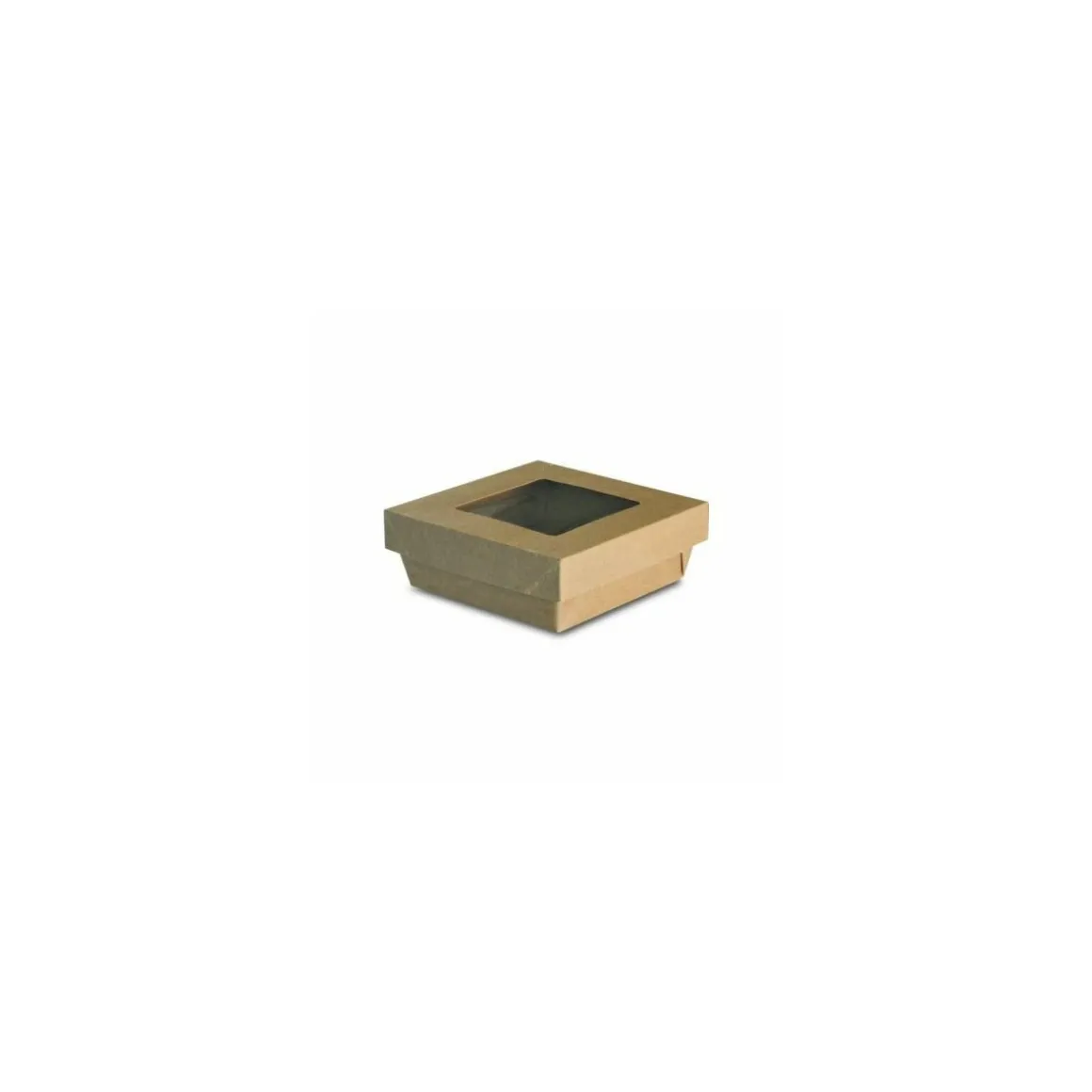 Barquette kraft brun ingraissable avec fenêtre 500 ml - par 50