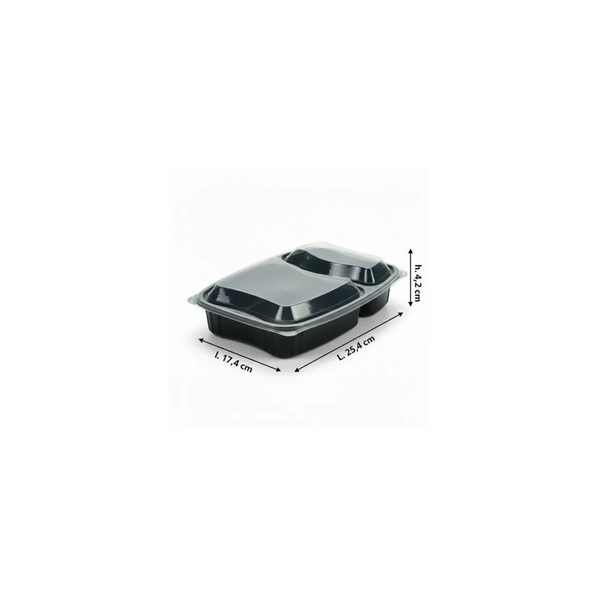 Barquette plastique noire 2 compartiments Bistro 910 ml - par 20