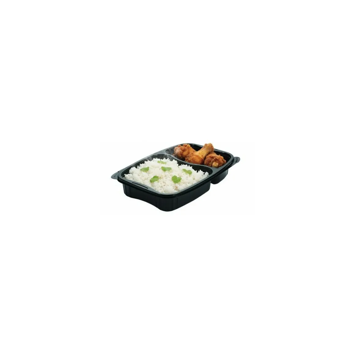 Barquette plastique noire 2 compartiments Bistro 910 ml - par 20
