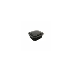 Barquette plastique PP noir 370 ml avec couvercle - par 50