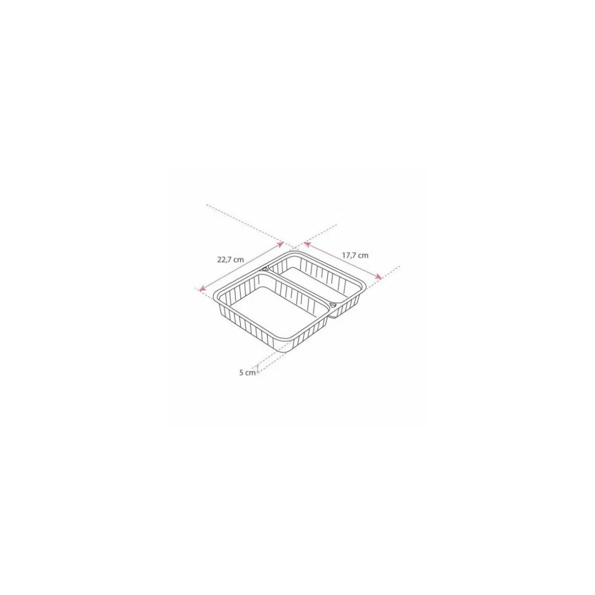 Barquette plastique transparente 2 compartiments scellable Alphacel 1380 ml - par 420