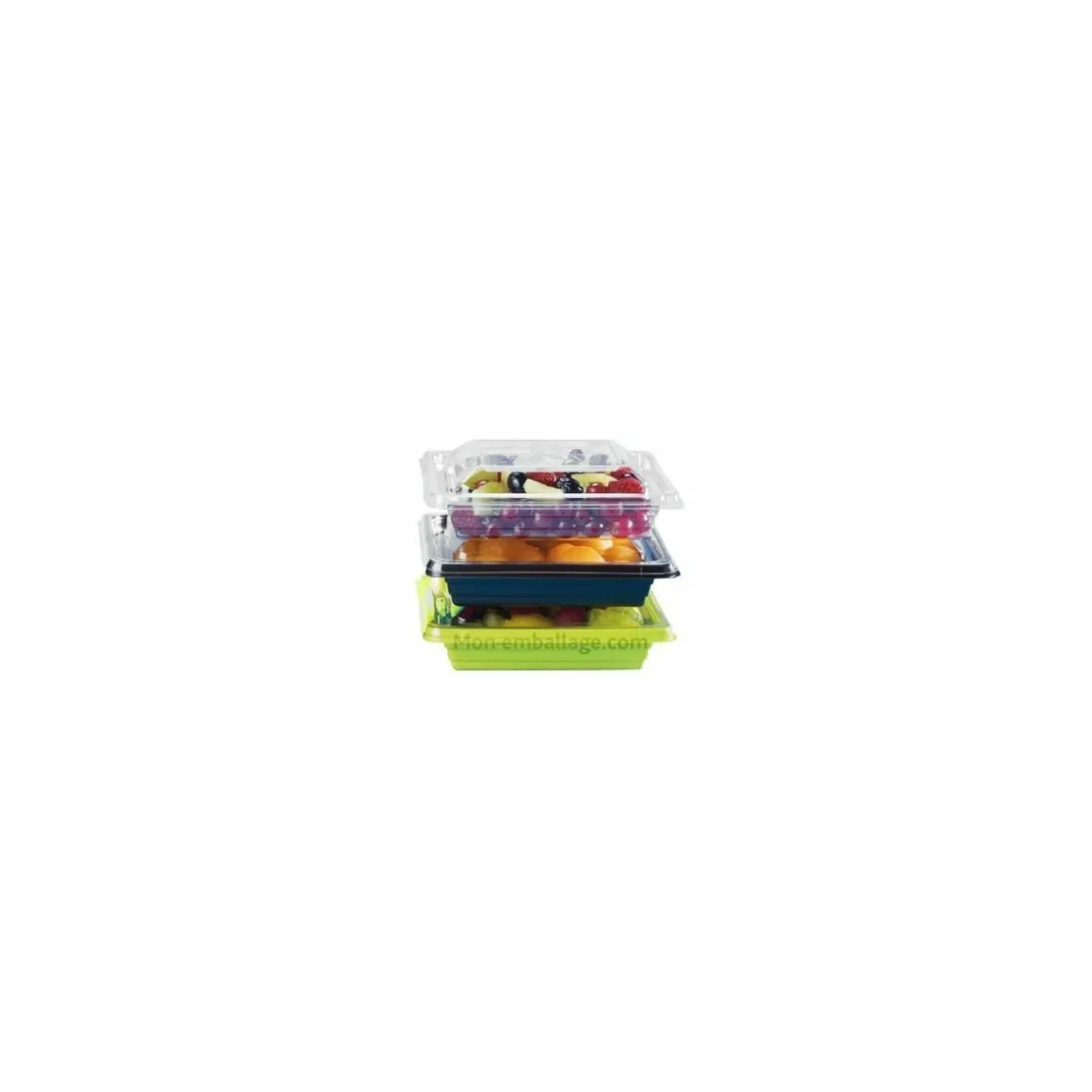 Barquette salade Pyramipack noire 750 ml avec couvercle indépendant - par 40