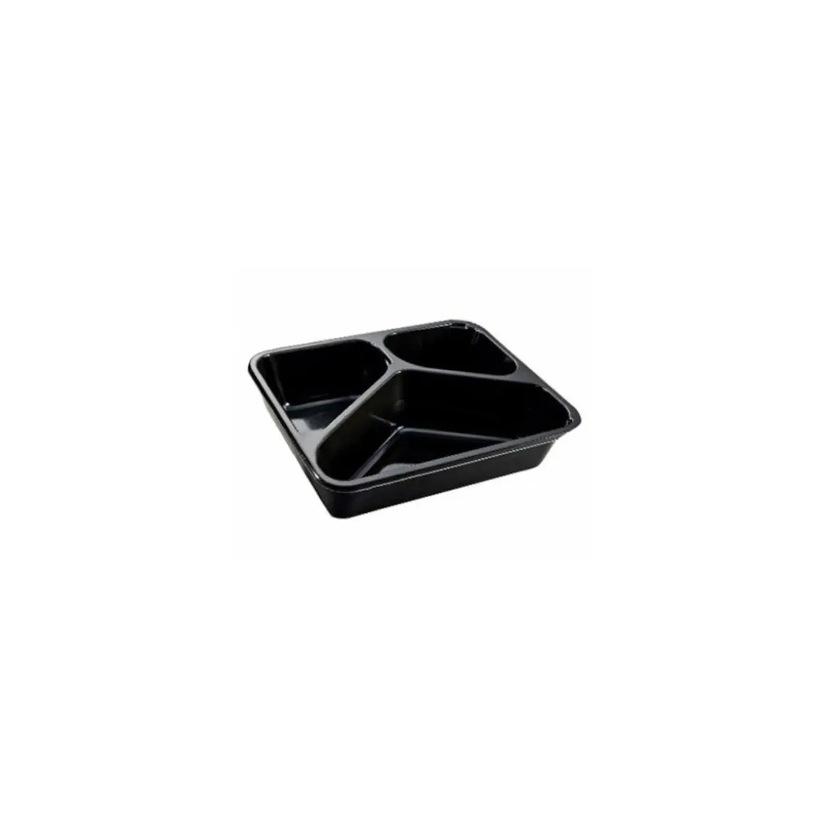 Barquette scellable CPET noire 3 compartiments 54 + 28 + 20 cl - par 420
