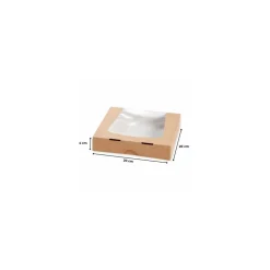 Boite carton kraft à fenêtre 200 x 200 x 40 mm - par 50