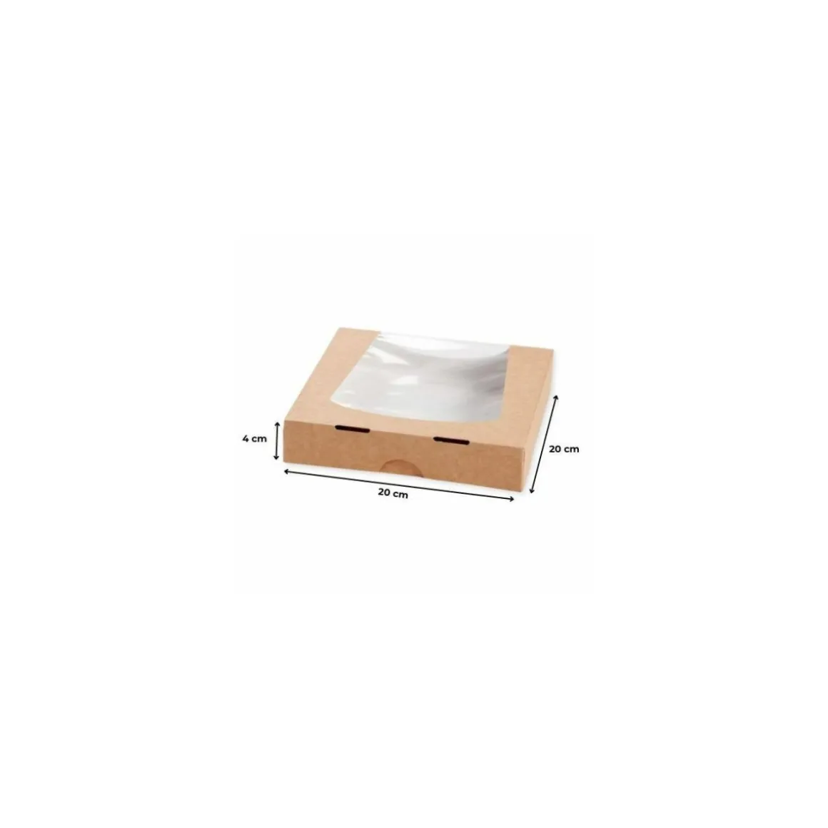 Boite carton kraft à fenêtre 200 x 200 x 40 mm - par 50