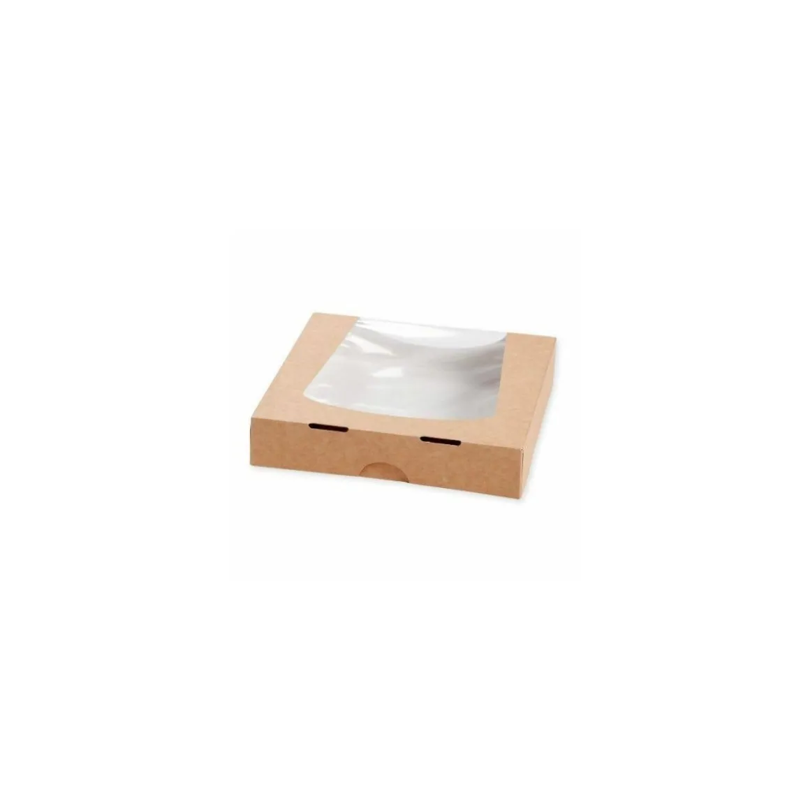 Boite carton kraft à fenêtre 200 x 200 x 40 mm - par 50