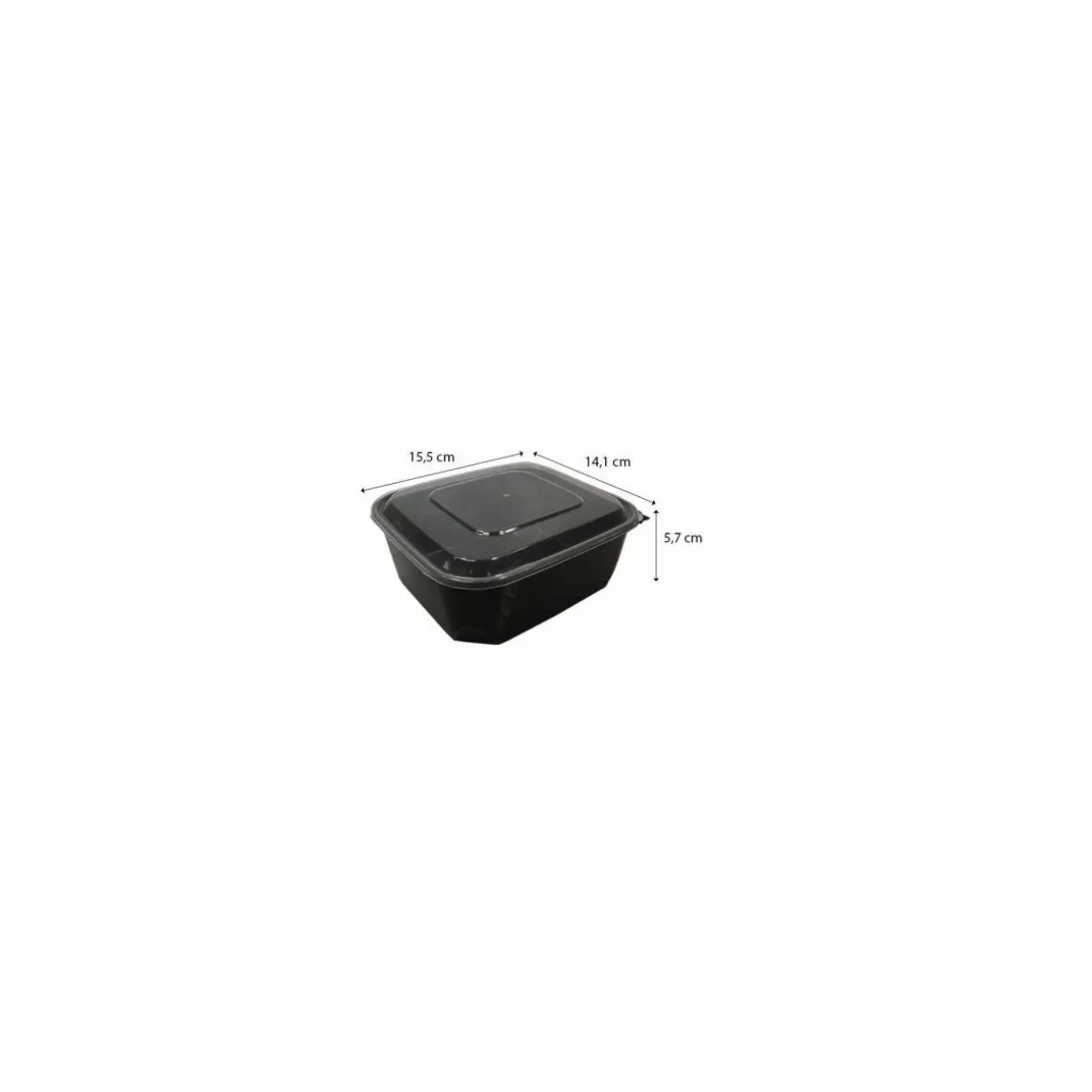Boite à couvercle charnière pp noir 75 cl - par 288