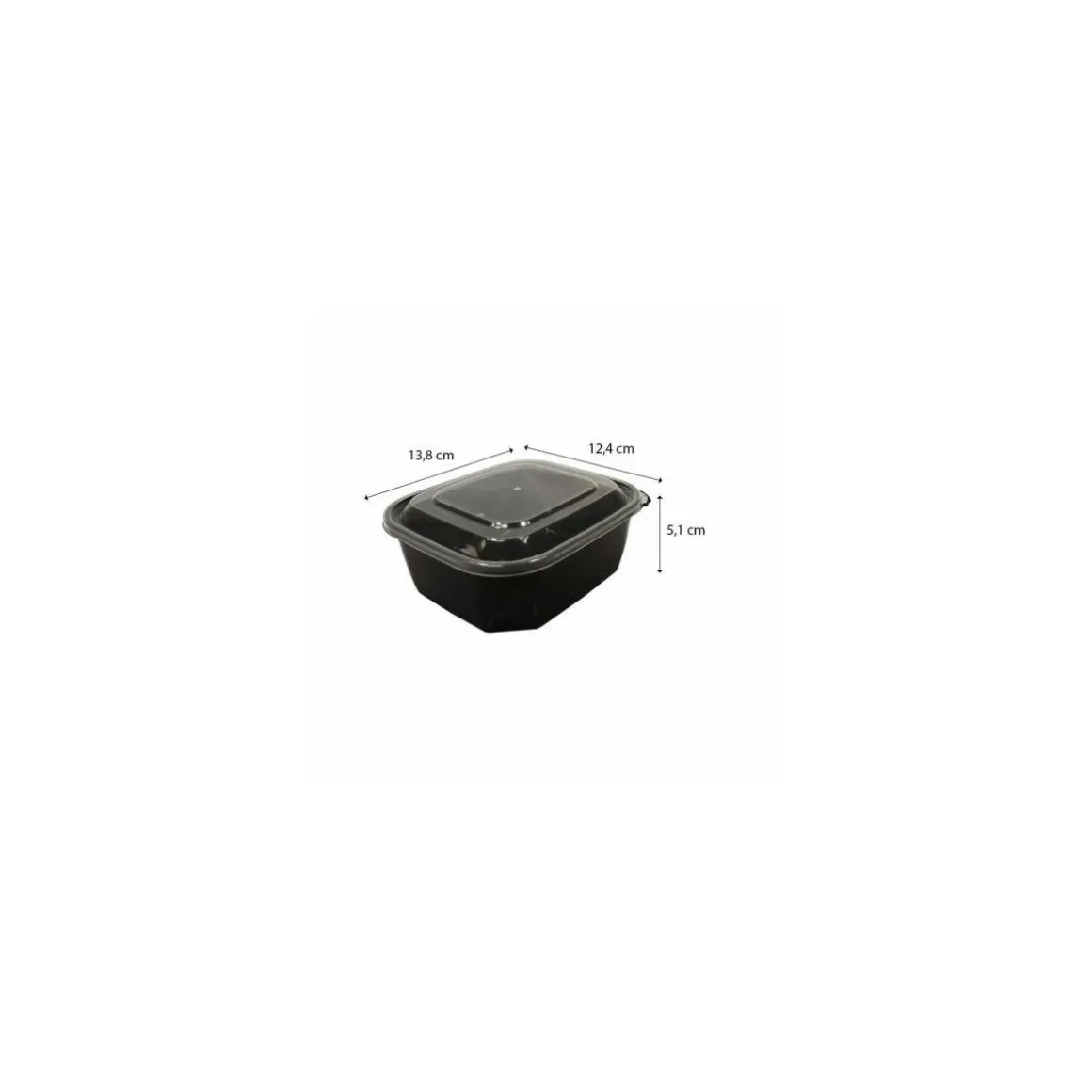 Boite à couvercle charnière pp noir 50 cl - par 408