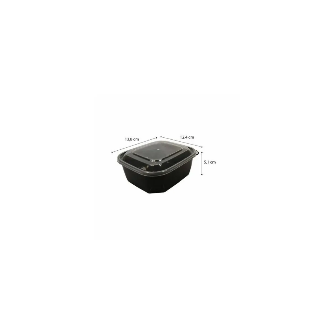Boite à couvercle charnière pp noir 50 cl - par 408