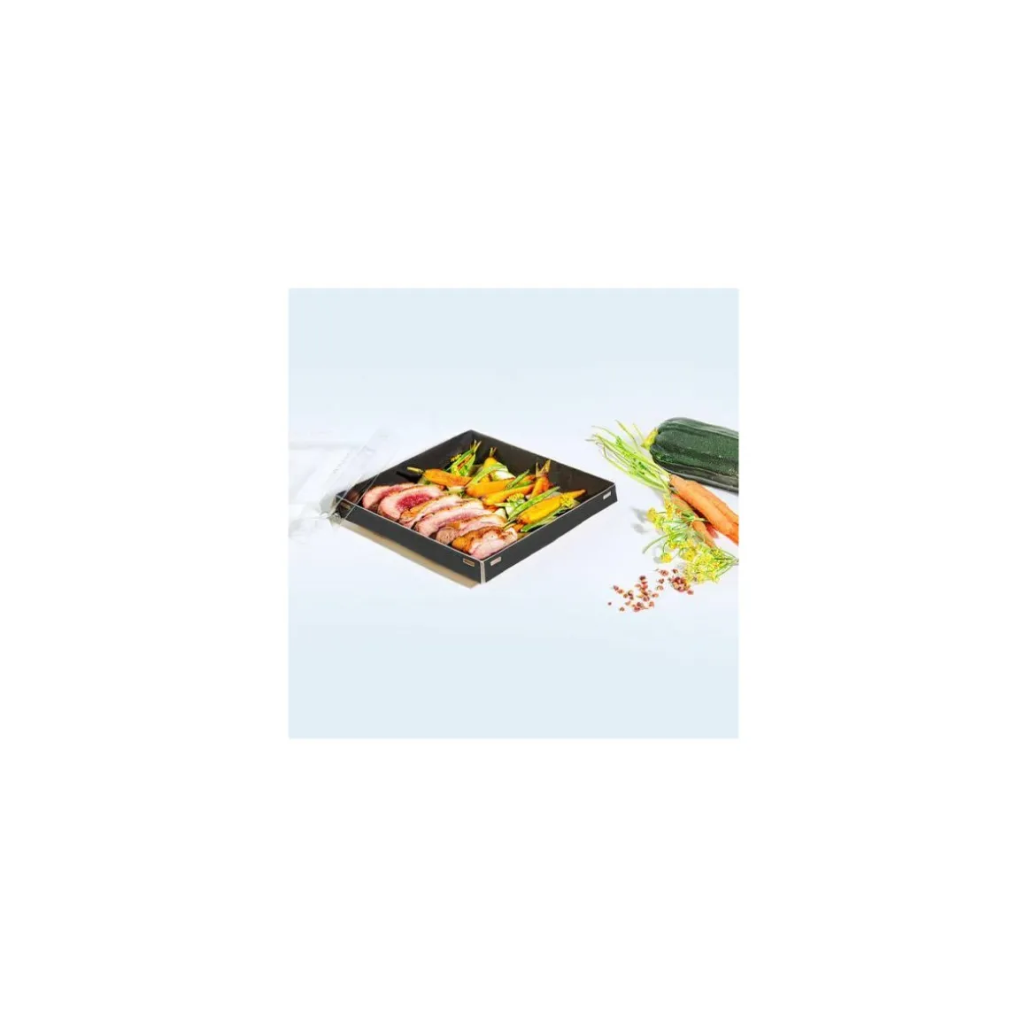 Boite Luxifood carton kraft noir 750 ml avec couvercle RPET - par 20