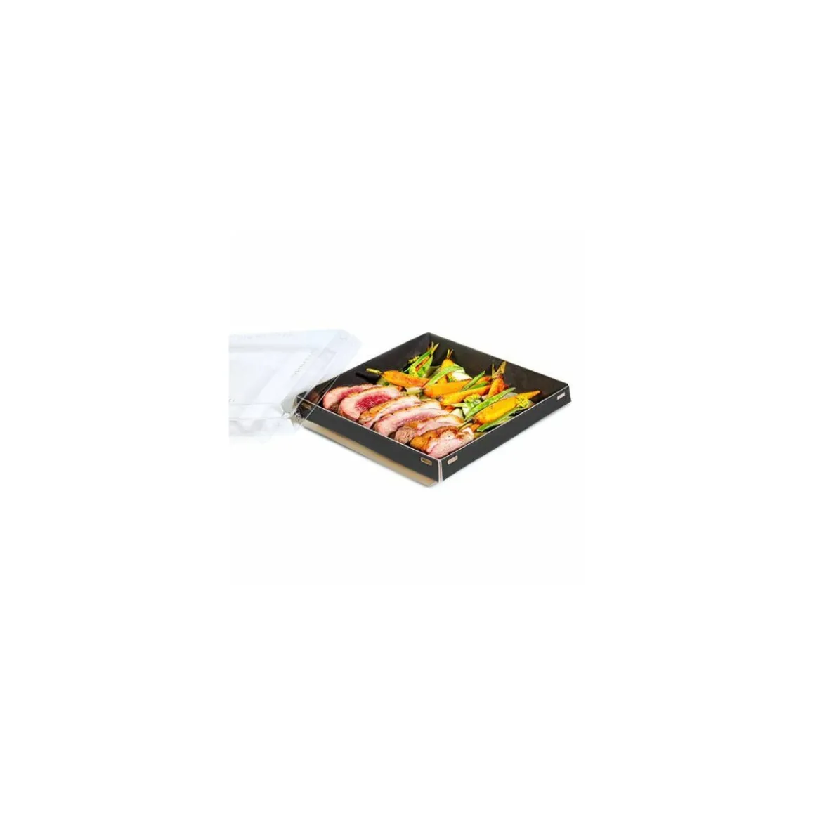 Boite Luxifood carton kraft noir 750 ml avec couvercle RPET - par 20