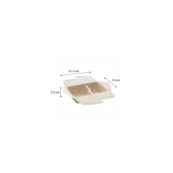 Boite rectangle pulpe 2 compartiments 80 cl - par 150