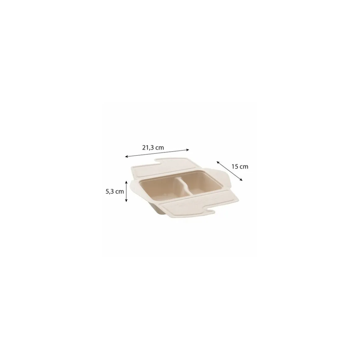 Boite rectangle pulpe 2 compartiments 80 cl - par 150
