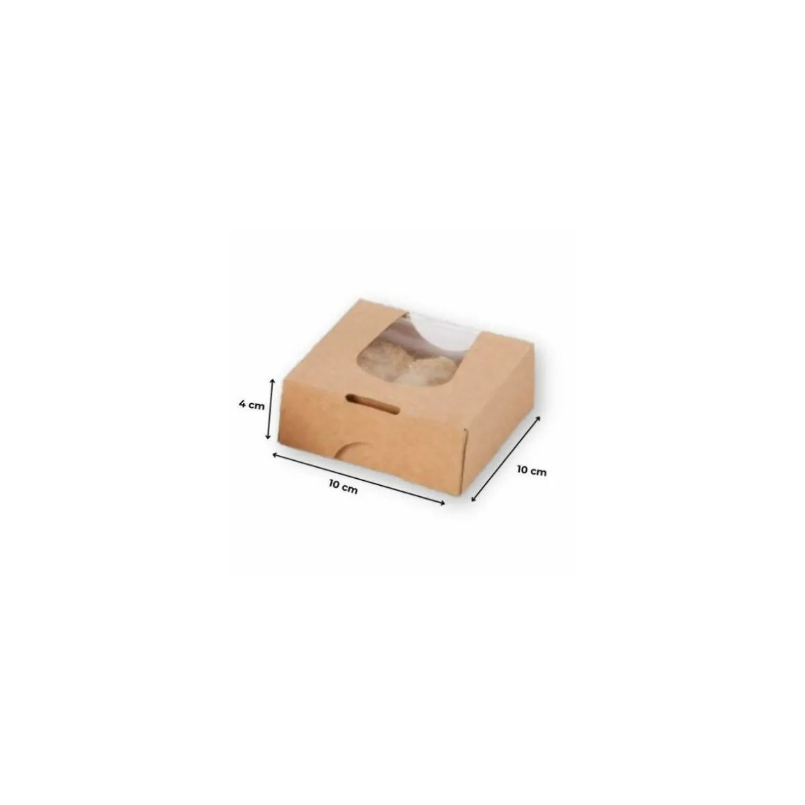 Boîte carton Kraft à fenêtre 100 x 100 x 40 mm - par 50