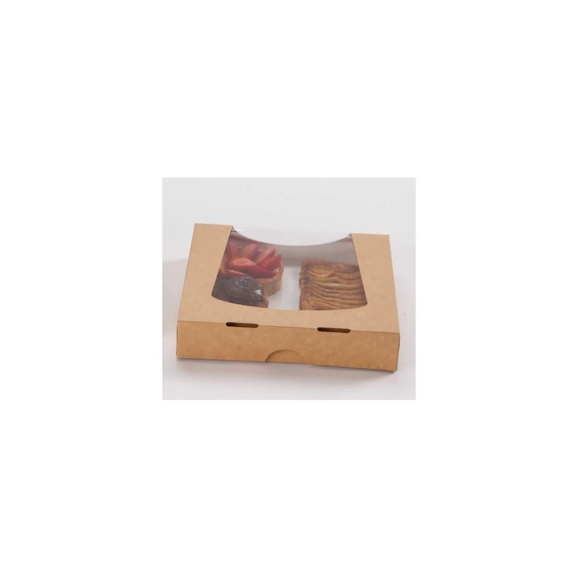 Boîte carton Kraft à fenêtre 100 x 100 x 40 mm - par 50