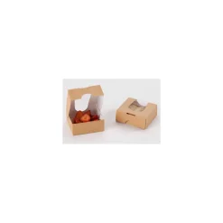 Boîte carton Kraft à fenêtre 100 x 100 x 40 mm - par 50
