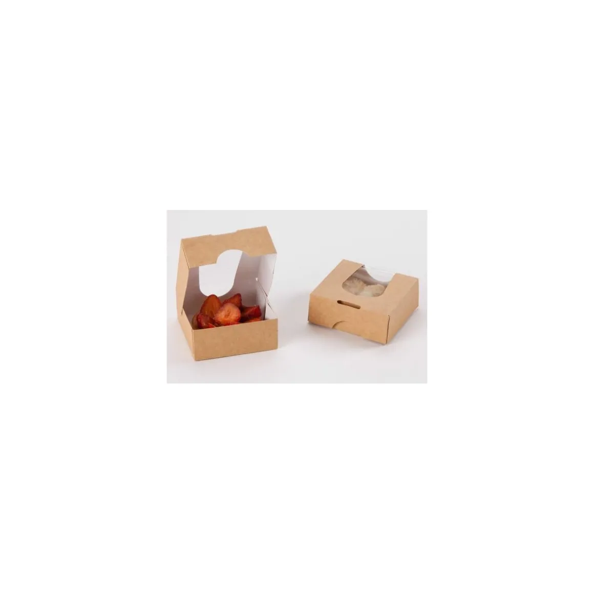 Boîte carton Kraft à fenêtre 100 x 100 x 40 mm - par 50