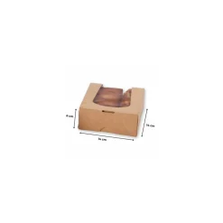 Boîte carton Kraft à fenêtre 140 x 140 x 60 mm - par 50