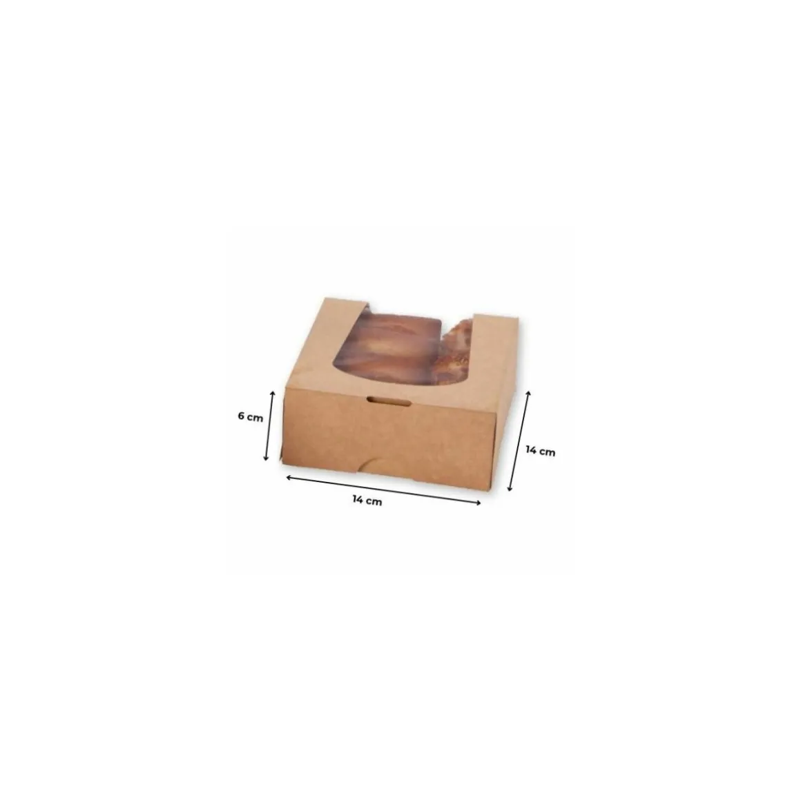 Boîte carton Kraft à fenêtre 140 x 140 x 60 mm - par 50