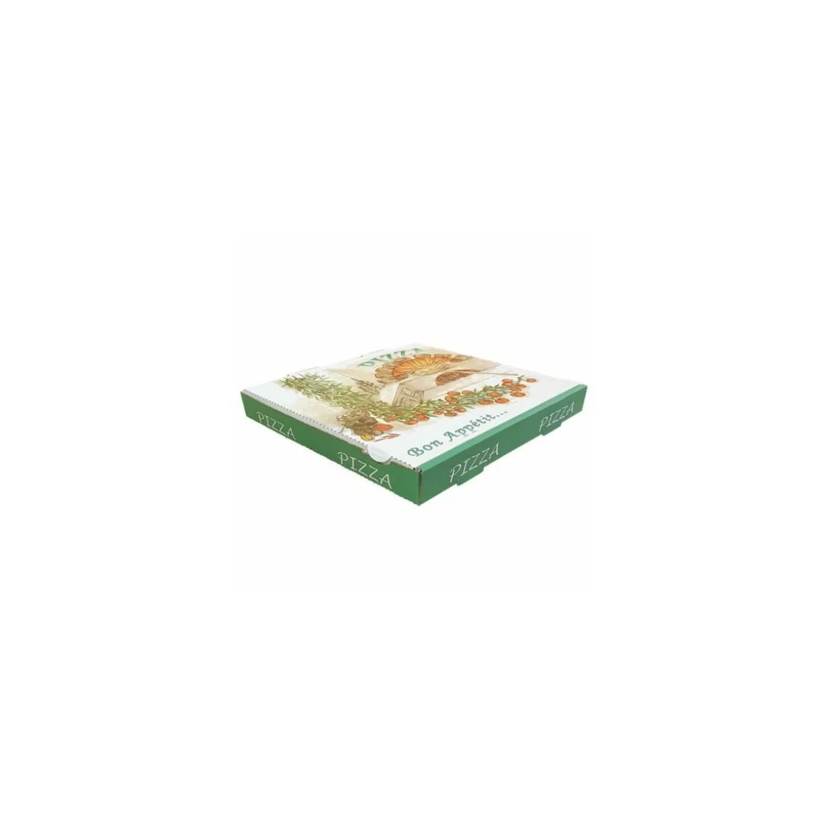 Boîte pizza carton à coins droits "Olives" 40 x 40 x 4 cm - par 100