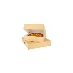 Boîte pâtissière kraft brun avec couvercle 18 x 18 x 8 cm - par 50