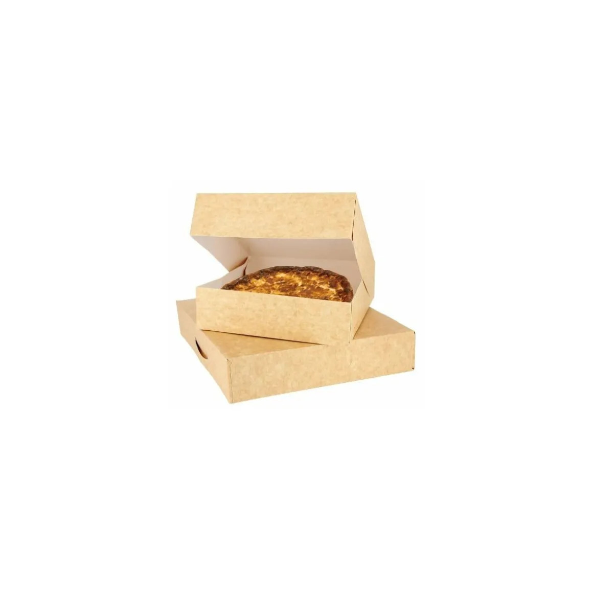 Boîte pâtissière kraft brun avec couvercle 18 x 18 x 8 cm - par 50