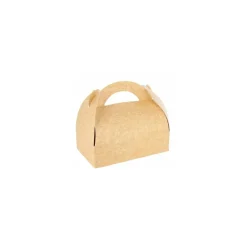Boîte pâtissière kraft brun avec poignées 10 x 10 x 6 cm - par 50